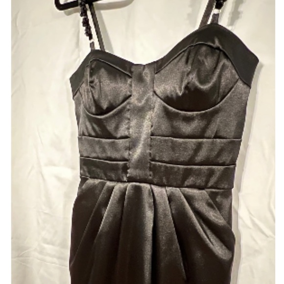 🔥Satin Corset Top Spaghetti Strap Black Mini Dress - Picture 5 of 7